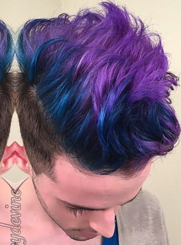 Purple blue ombre side shaved dyed hair