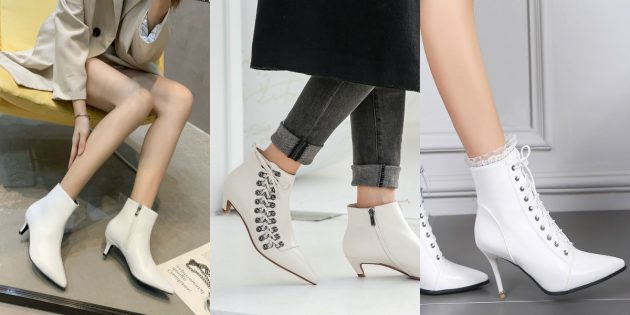 Модная женская обувь весны 2020 года: Ярко-белые полусапожки