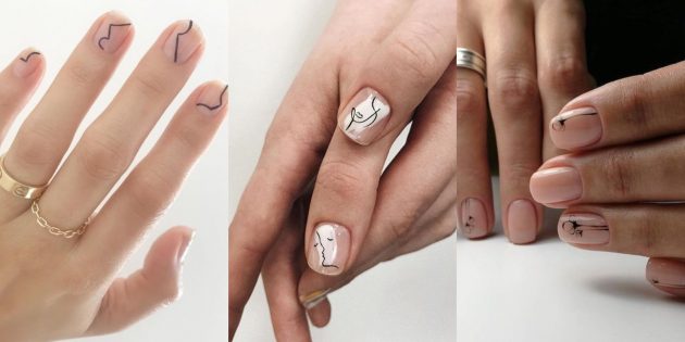 Идеи маникюра на короткие ногти: плавные минималистичные узоры