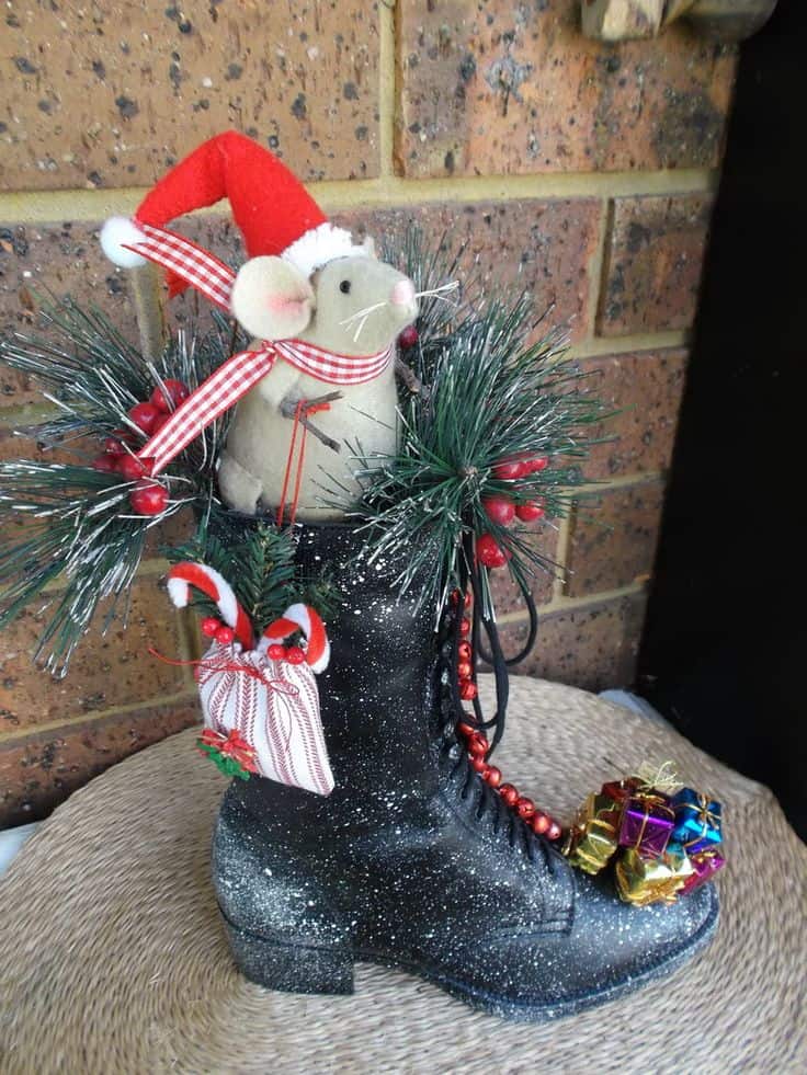 Winter boot Christmas decoration