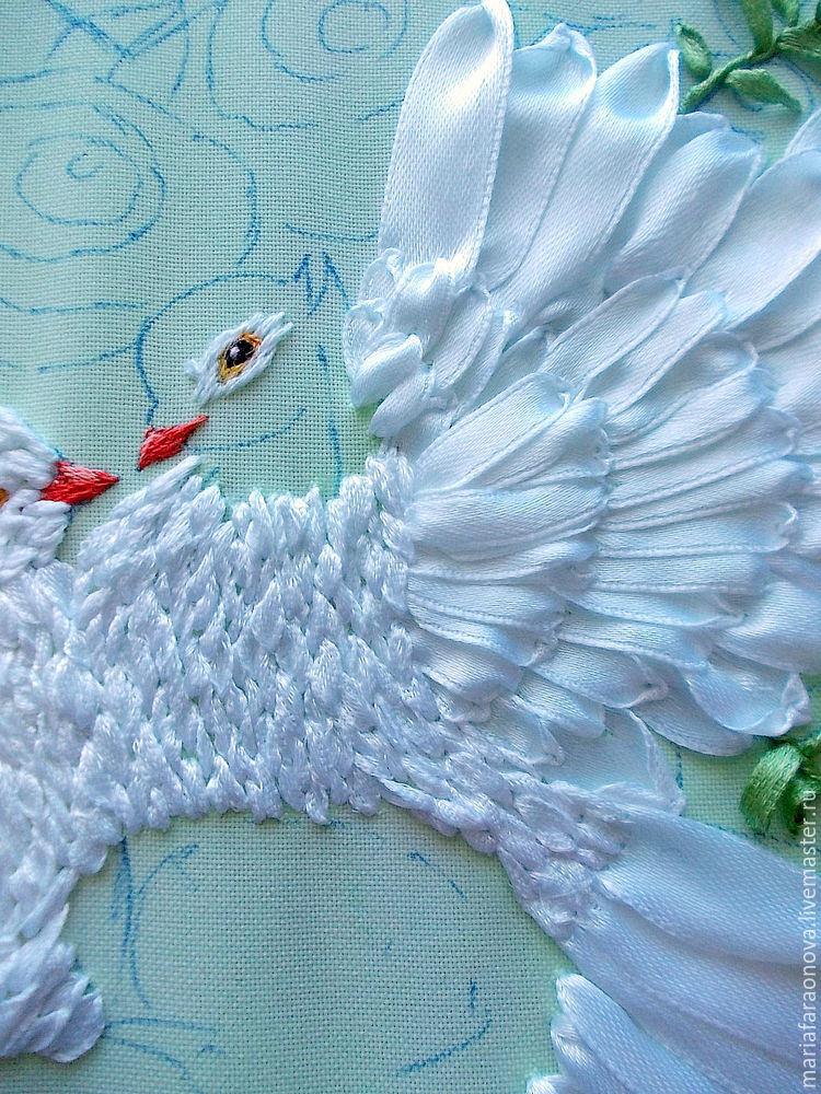 «Вместе навсегда»: вышиваем голубков атласными лентами, фото № 22