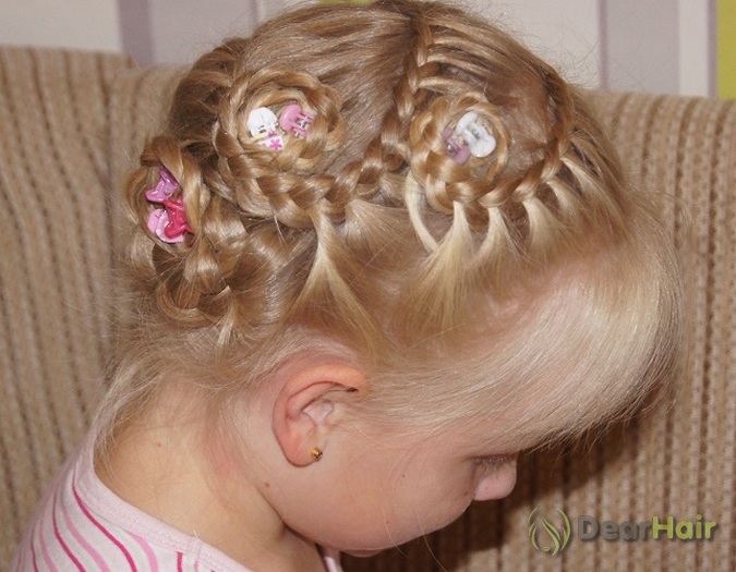 Плетение косичек для девочек для начинающих на средние волосы фото пошагово