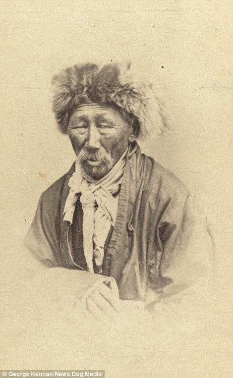 Kennan travelled far and wide to capture his portraits, which included these images of Kazakh men and women in traditional outfits