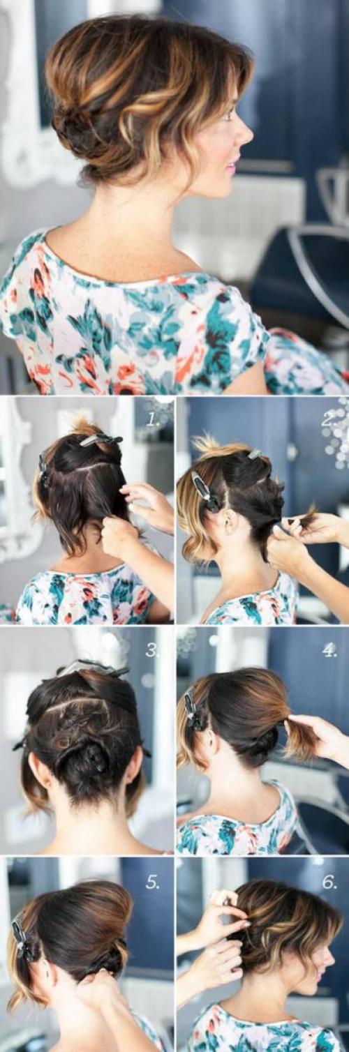 Как сделать греческую прическу на короткие волосы. Маскировка под ободок 10