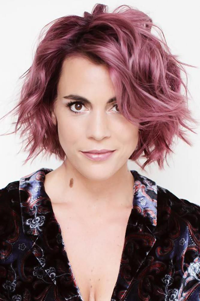 Messy Bob Haircuts Pink #shorthaircuts #haircutsforolderwomen