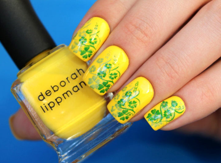 Рисунки на ногтях: желто-зеленый