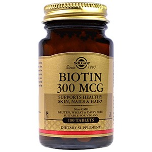 Solgar, Биотин, 300 мкг, 100 таблеток