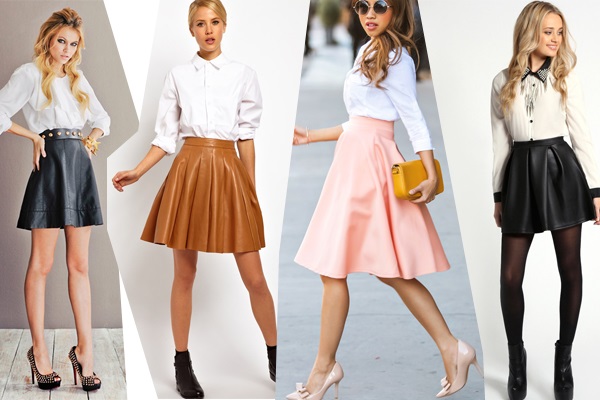Девушки в коротких юбках и белых блузках