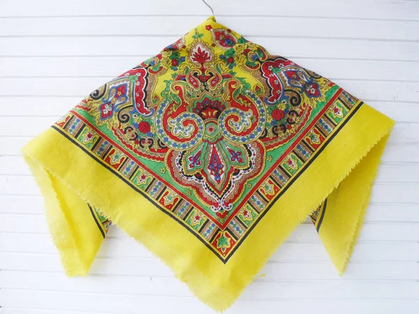 Scarf Flowers Floral Scarf Womens Scarves Yellow Shawl National Decor Stock Image