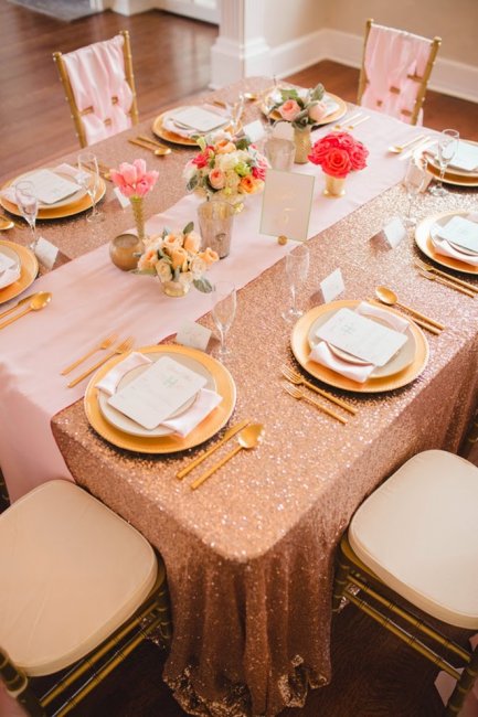 Оформление свадьбы в розово-золотом цвете