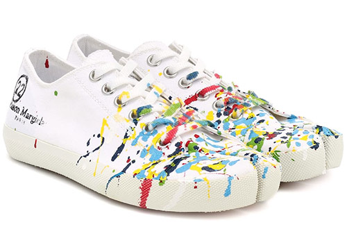 Белые кроссовки с абстрактным принтом от Maison Margiela SS 2020