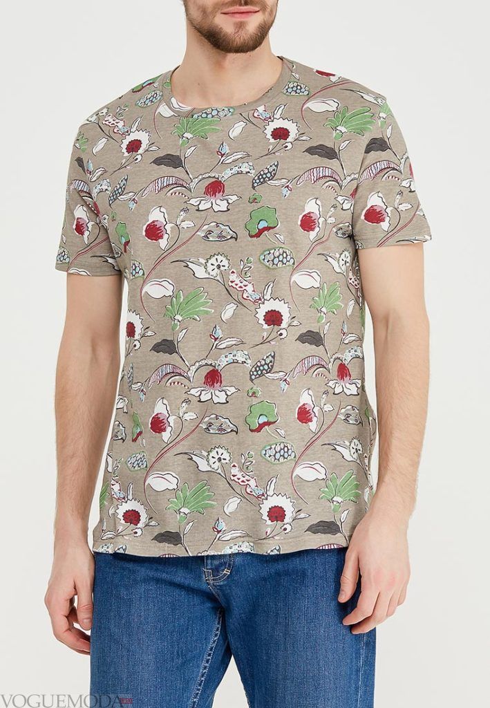 мужская футболка с цветочным принтом