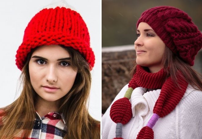 Красная шапка крупной вязки