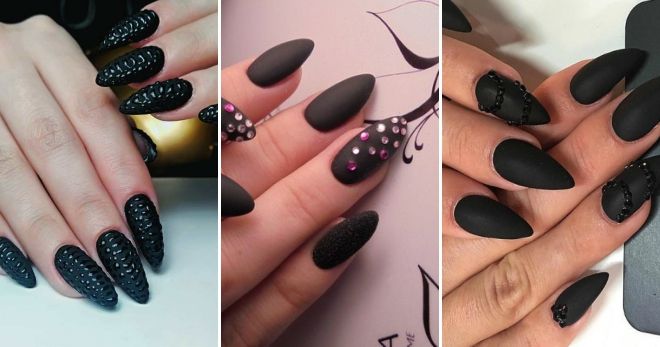 Черные острые ногти - дизайн стиль