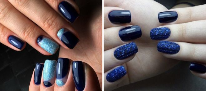 синие ногти дизайн 2018