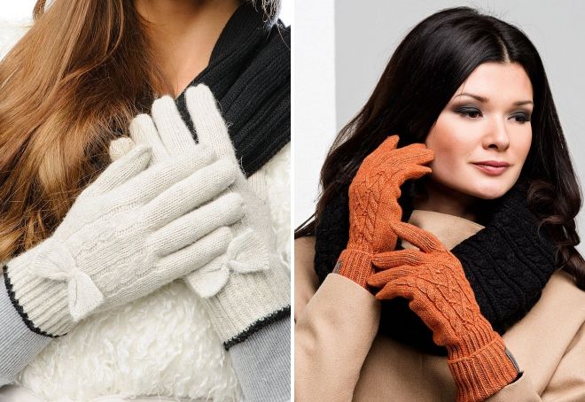 женские вязаные перчатки