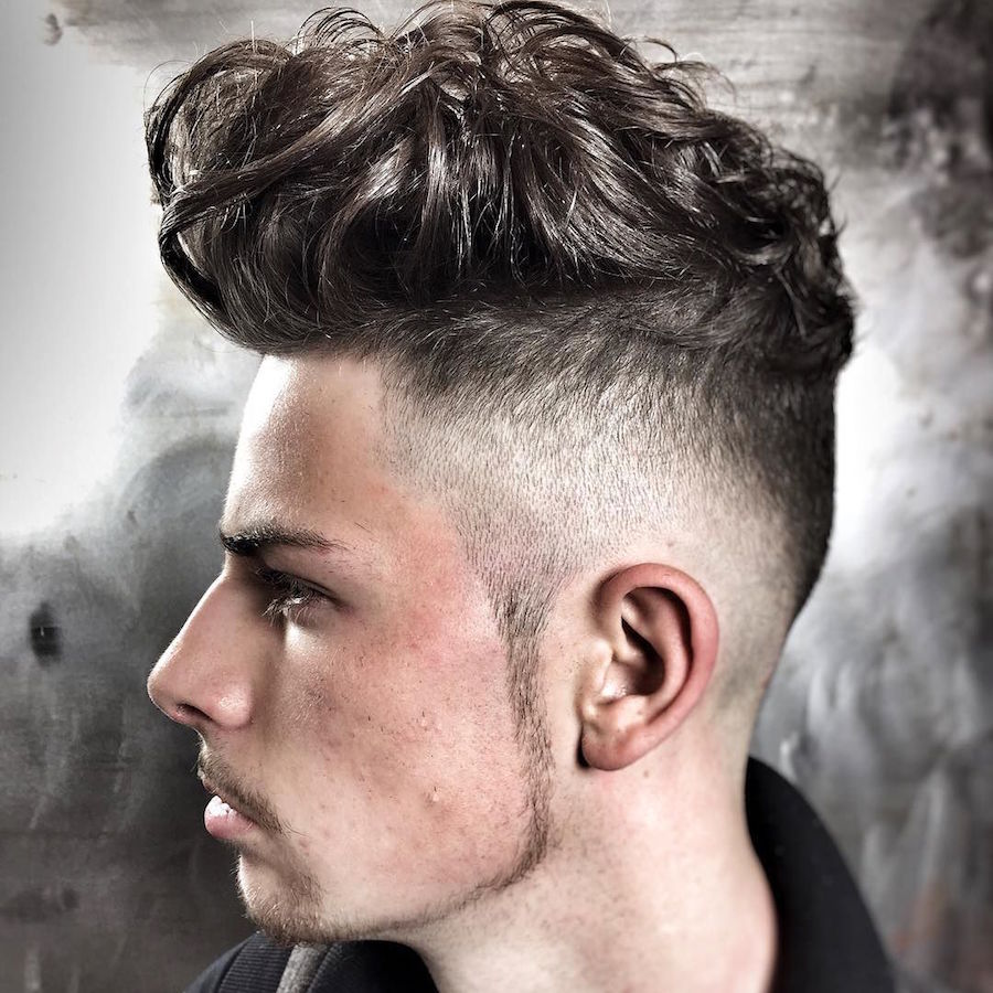 Wavy textured pompadour long hair on top