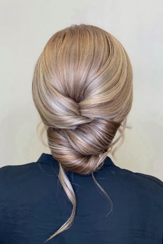 wedding hairstyles for medium hair low swept smooth chignon nastaraneghtedary